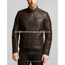 Veste en cuir de motard TAN BROWN en gros de haute couture de service d&#39;OEM